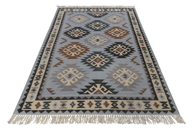 Kelim Teppich Hellblau aus Wolle "Blancard" Green Looop