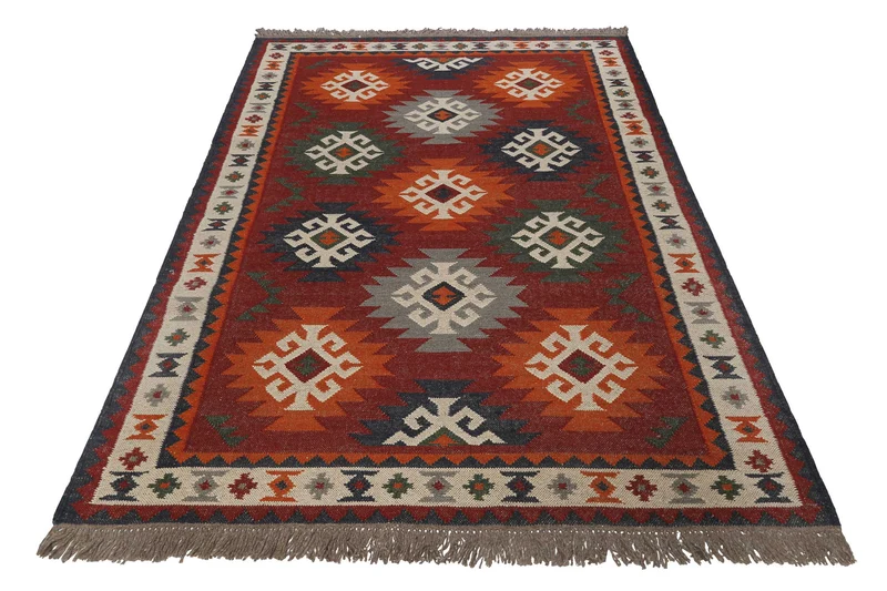 Kelim Teppich Rot aus Wolle "Blancard" Green Looop