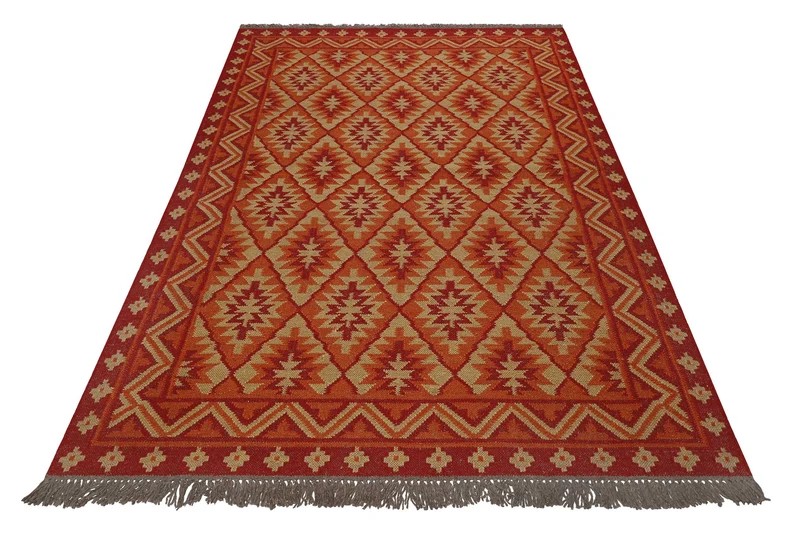 Kelim Teppich Rostrot aus Wolle "Clare" Green Looop