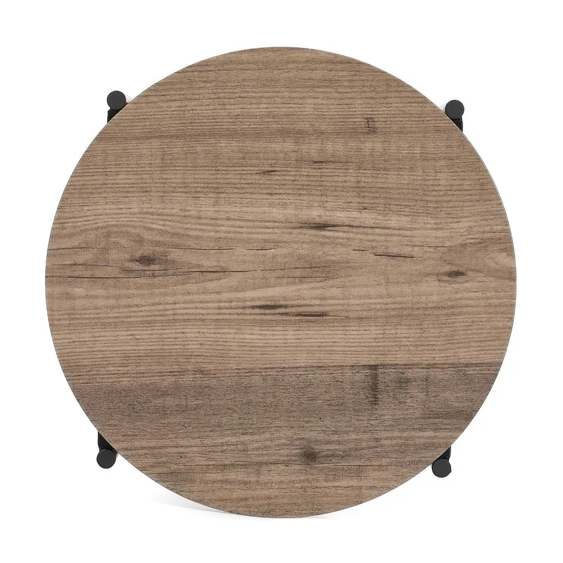 Beistelltisch Alexandros Rundo 43x43x48cm, taupenbraunes Piniendekor