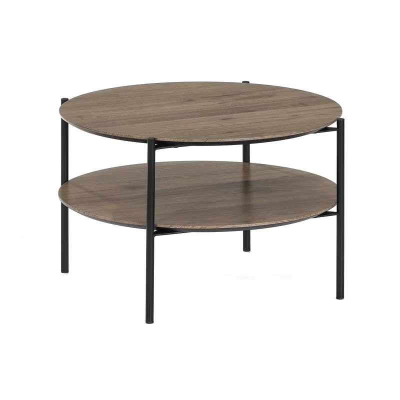Couchtisch Alexandros Rundo, 63x63x38cm taupenbraunes Piniendekor