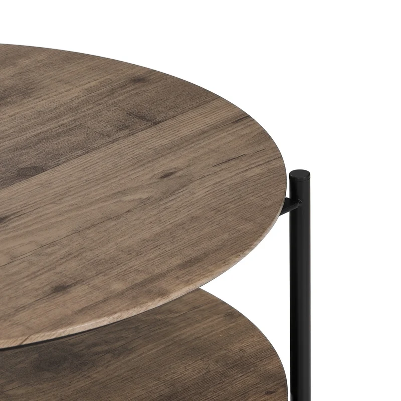 Couchtisch Alexandros Rundo, 63x63x38cm taupenbraunes Piniendekor