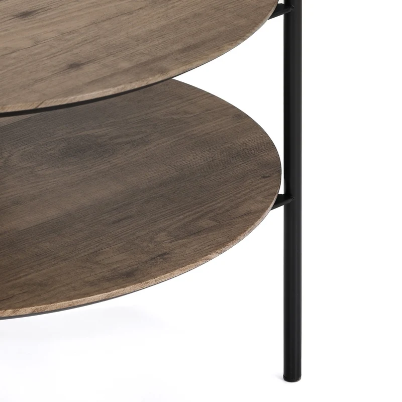 Couchtisch Alexandros Rundo, 63x63x38cm taupenbraunes Piniendekor