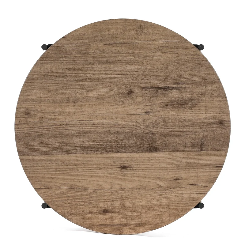 Couchtisch Alexandros Rundo, 63x63x38cm taupenbraunes Piniendekor