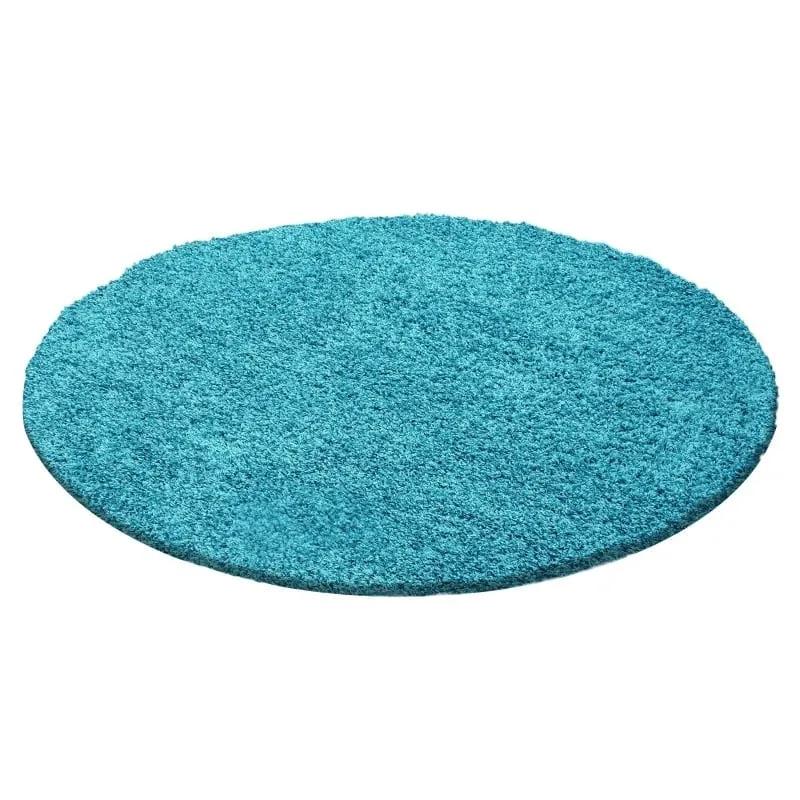 Hochflor Teppich Rund - Life Türkis