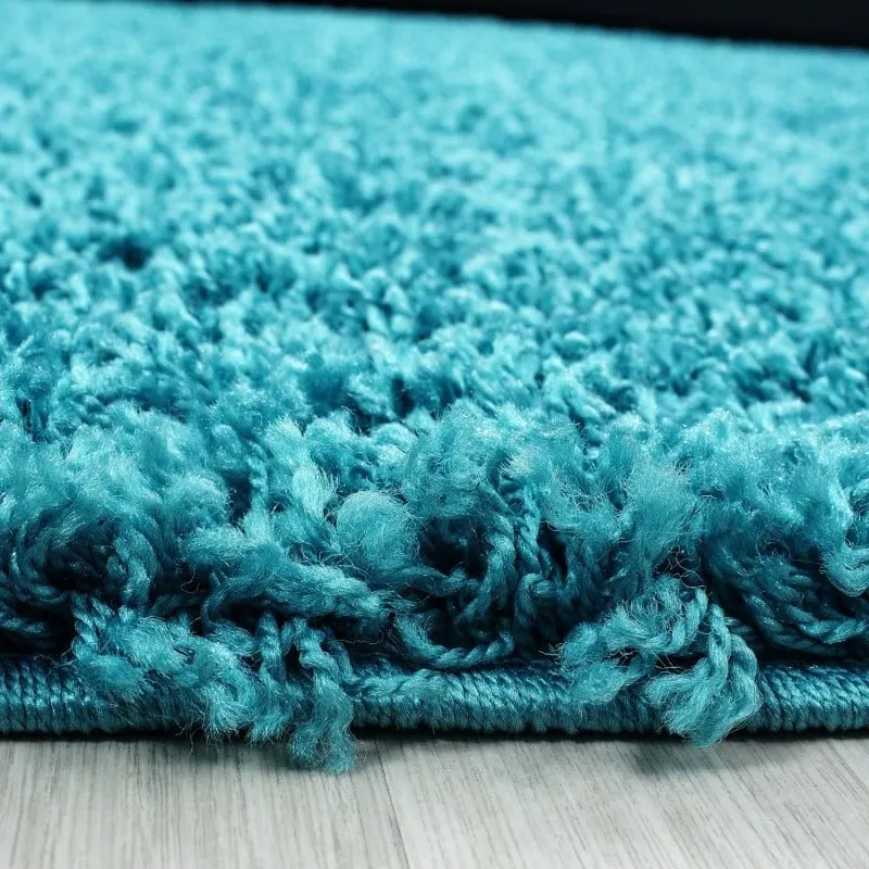 Hochflor Teppich Rund - Life Türkis