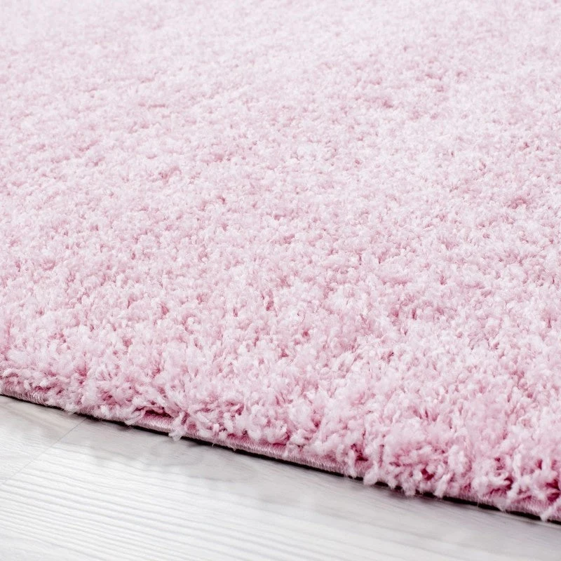 Hochflor Teppich Rund - Life Rosa