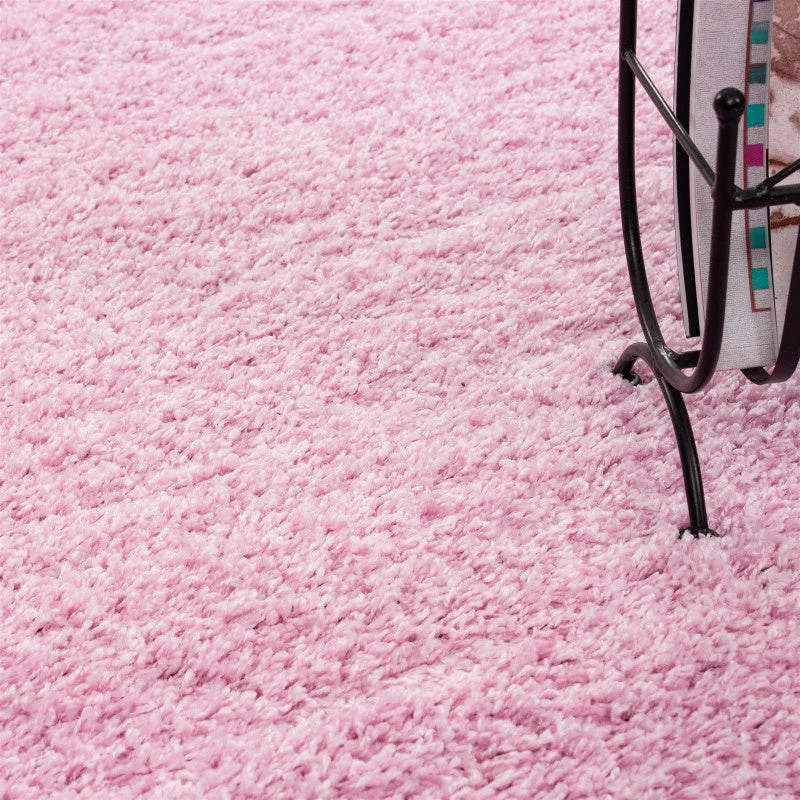 Hochflor Teppich Rund - Life Rosa