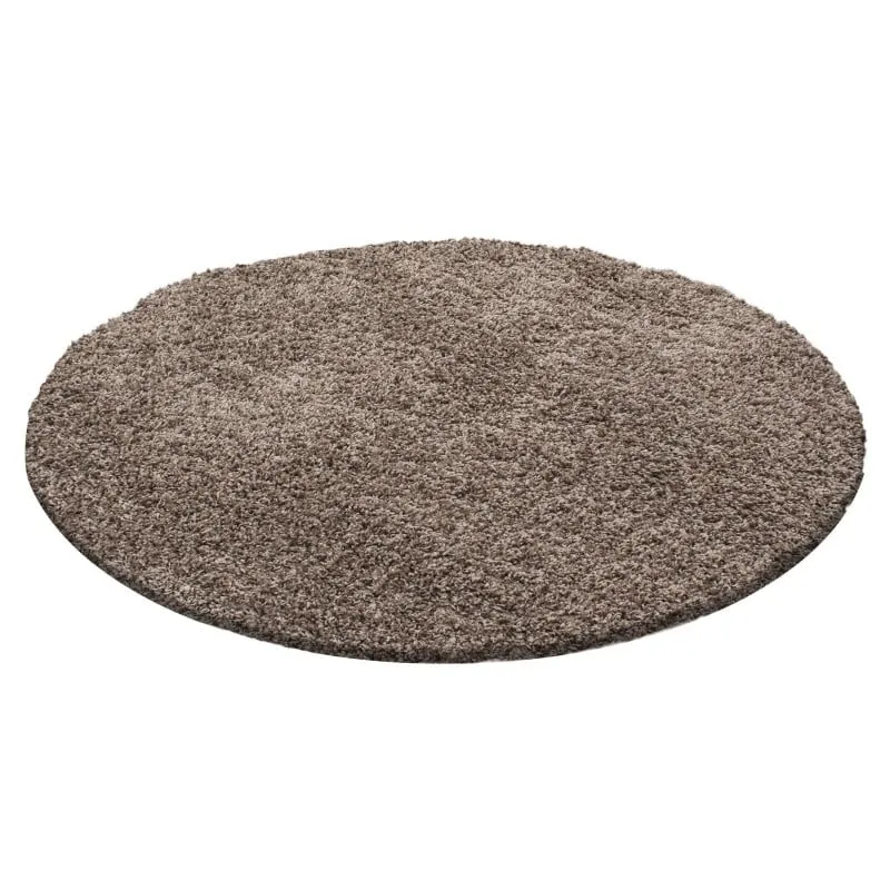 Hochflor Teppich Rund - Life Hellbraun
