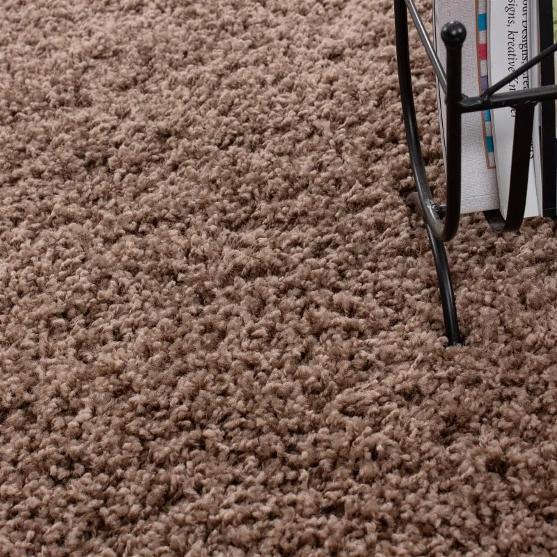 Hochflor Teppich Rund - Life Hellbraun