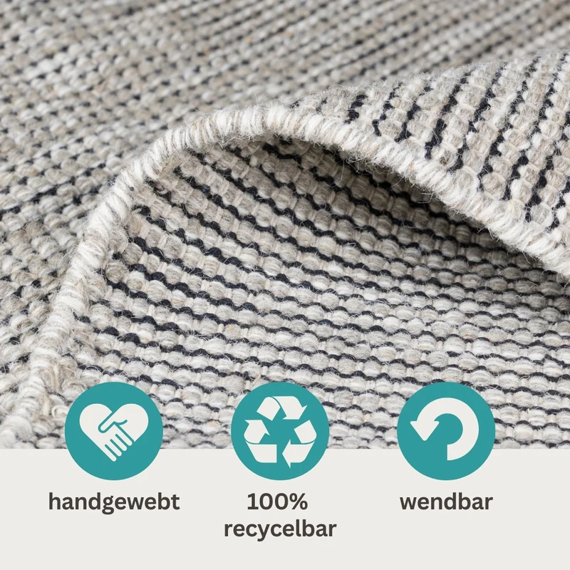 MY-RUG "Roshni", Natur Wollteppich, handgewebt