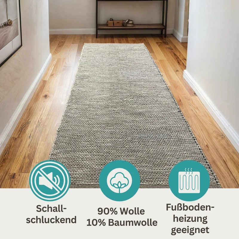 MY-RUG "Roshni", Natur Wollteppich, handgewebt
