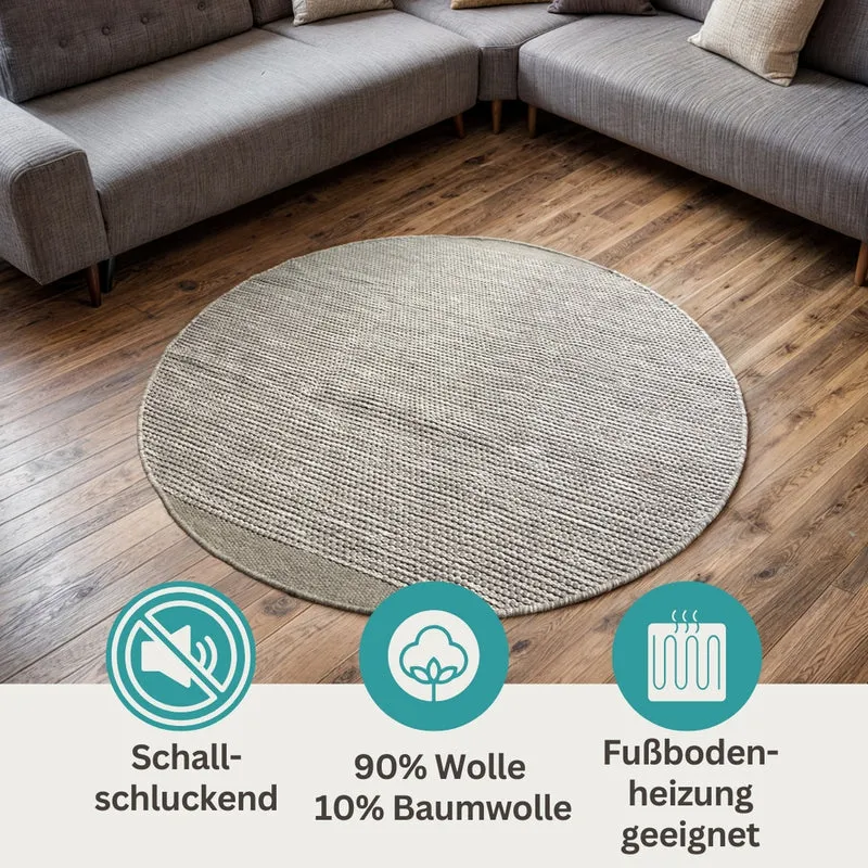 MY-RUG "Roshni", Natur Wollteppich, handgewebt