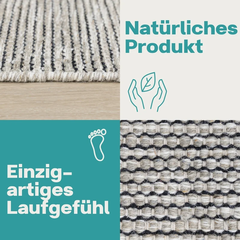 MY-RUG "Roshni", Natur Wollteppich, handgewebt