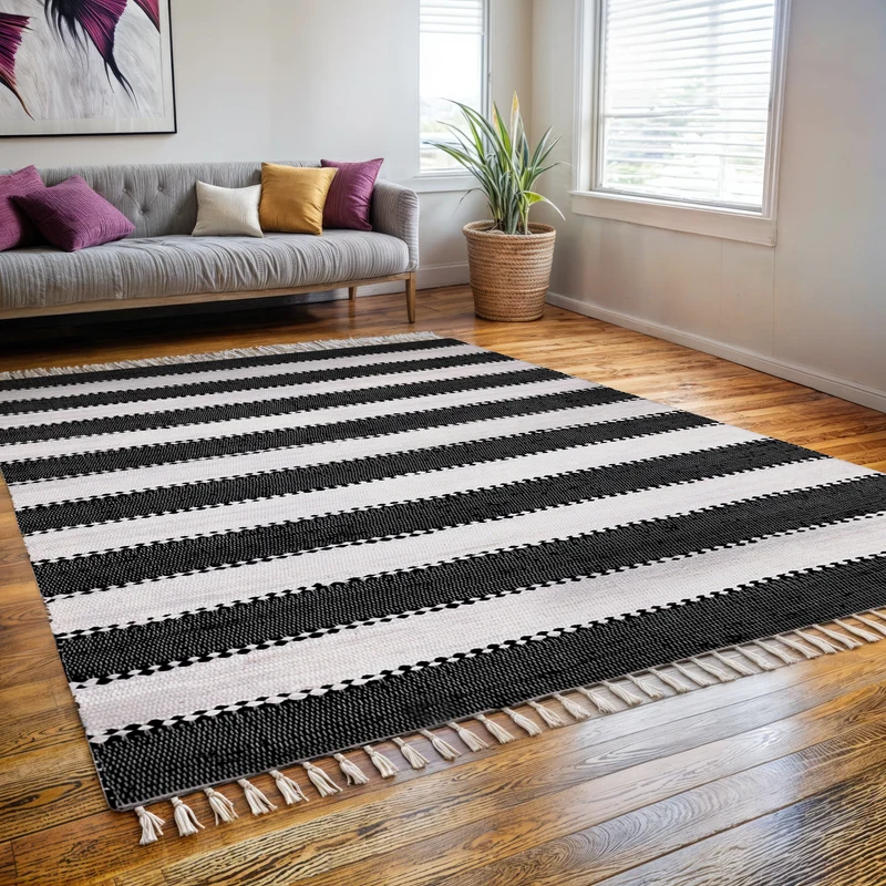MY-RUG Chindi "Aarav",Fleckerl Teppich, hergestellt aus Baumwollresten, handgewebt