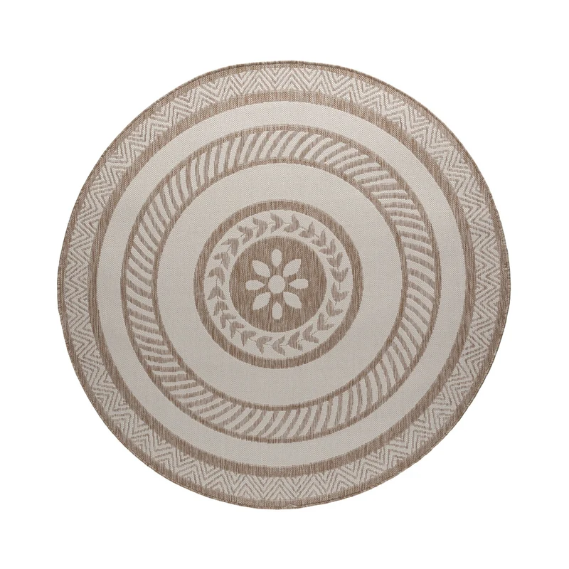 Garten Teppich Rund - Nusa Medallion Beige Creme