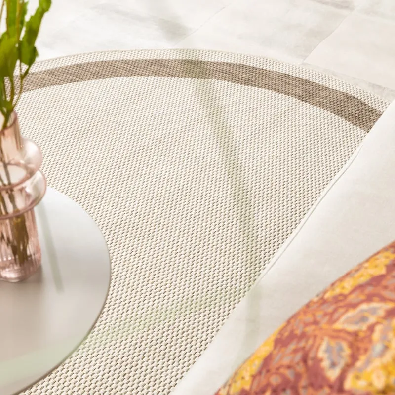 In- & Outdoor Jute Teppich Rund - Nomad Edge Creme