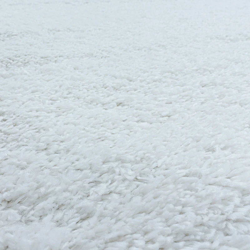 Hochflor Teppich Rund - Fuzzy Weiß