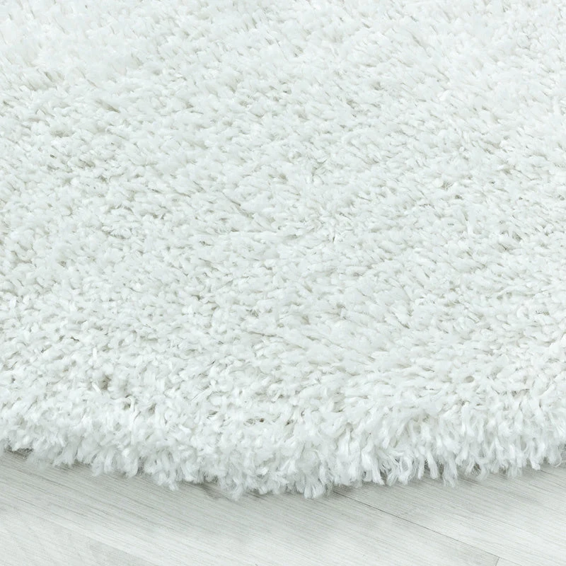 Hochflor Teppich Rund - Fuzzy Weiß