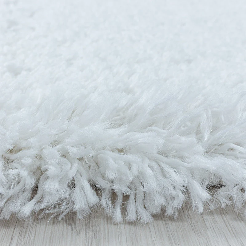 Hochflor Teppich Rund - Fuzzy Weiß