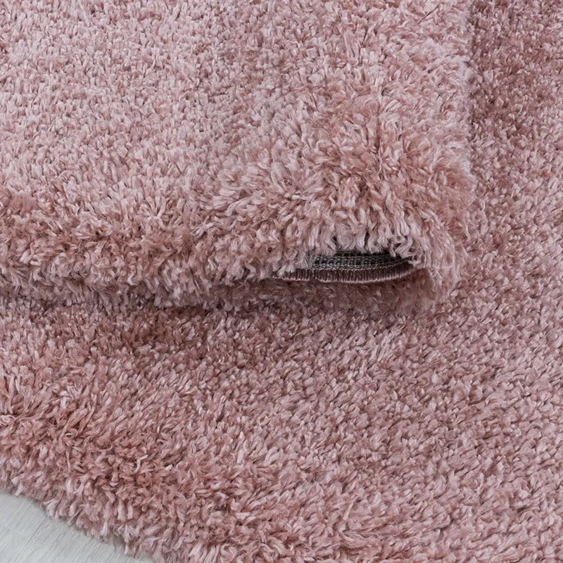 Hochflor Teppich Rund - Fuzzy Rosa