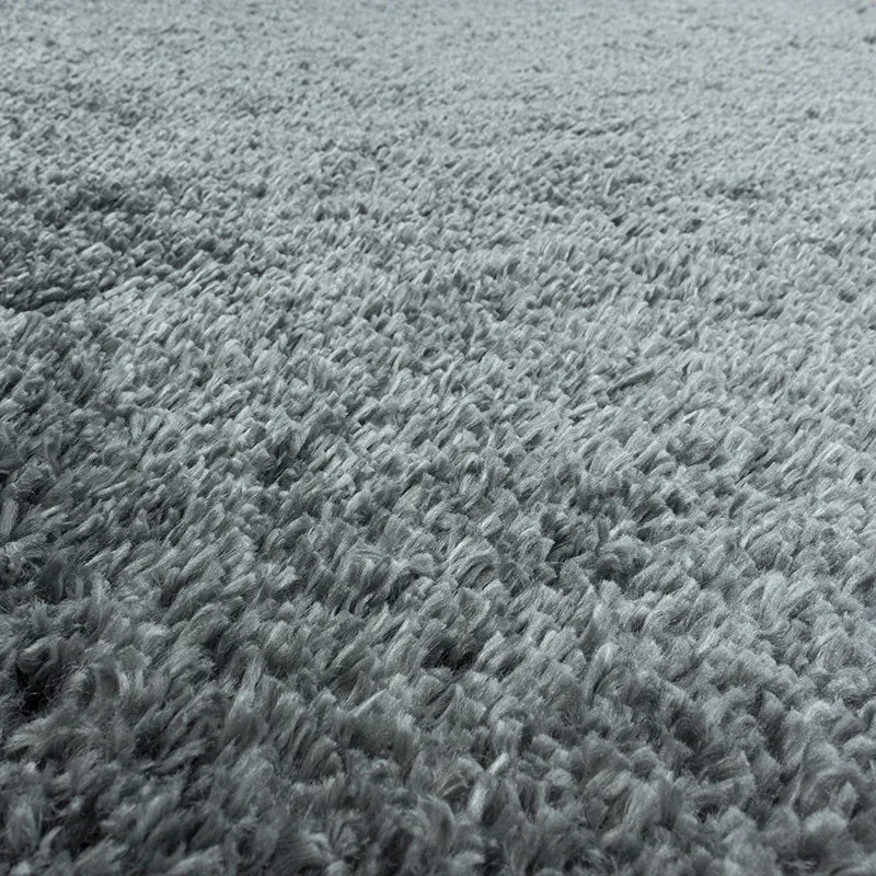Hochflor Teppich Rund - Fuzzy Grau
