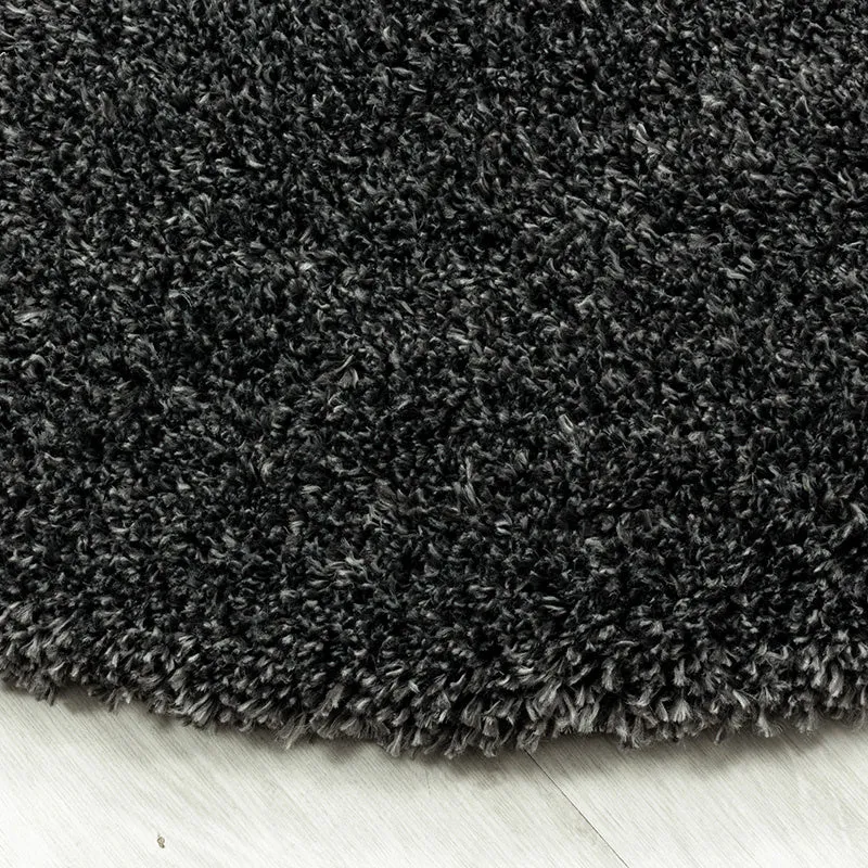 Hochflor Teppich Rund - Fuzzy Dunkelgrau