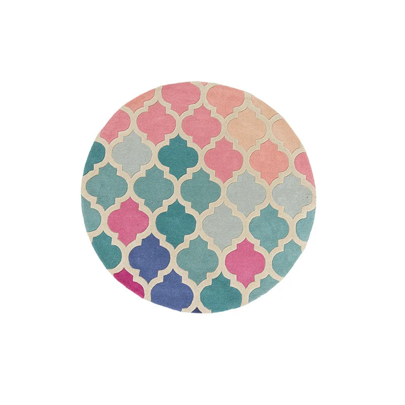 Moderner Teppich Rund - Illo Rosella Rosa Blau