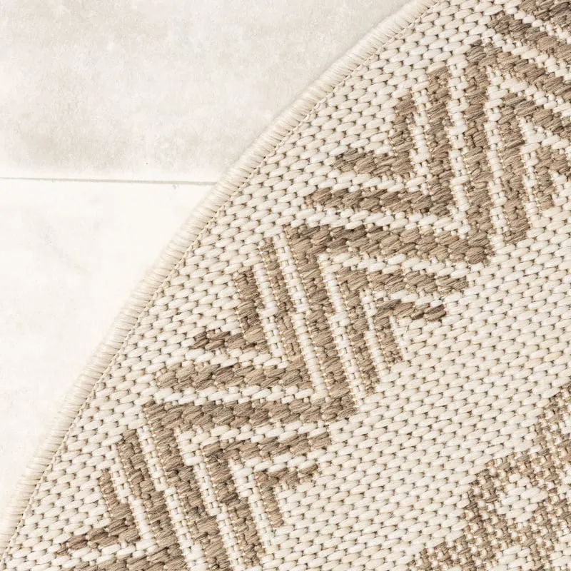 In- & Outdoor Jute Teppich Rund - Nomad Aztec Creme