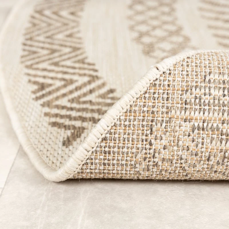 In- & Outdoor Jute Teppich Rund - Nomad Aztec Creme