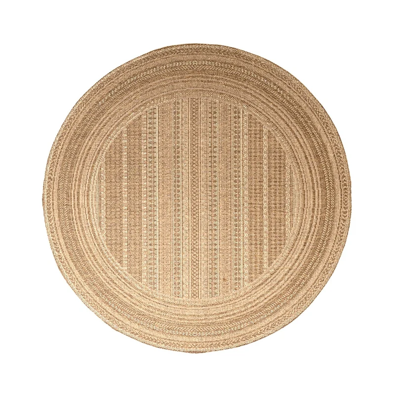Jute Gartenteppich Rund - Mavi Stripes Creme Braun