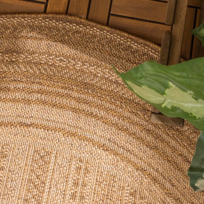 Jute Gartenteppich Rund - Mavi Stripes Creme Braun