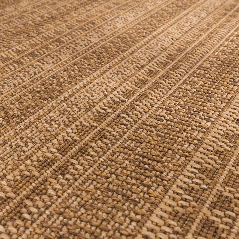 Jute Gartenteppich Rund - Mavi Stripes Creme Braun