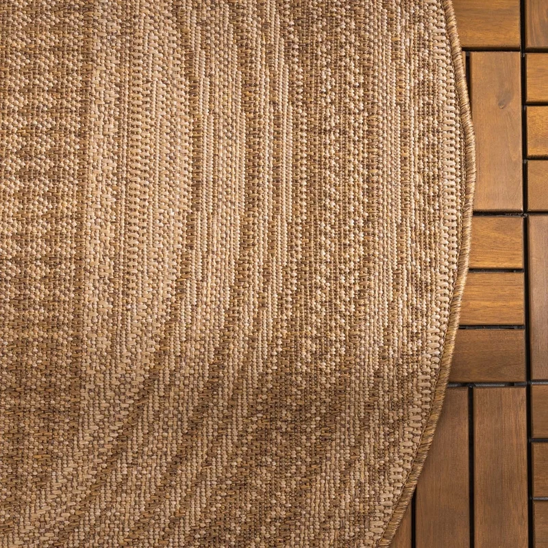 Jute Gartenteppich Rund - Mavi Stripes Creme Braun