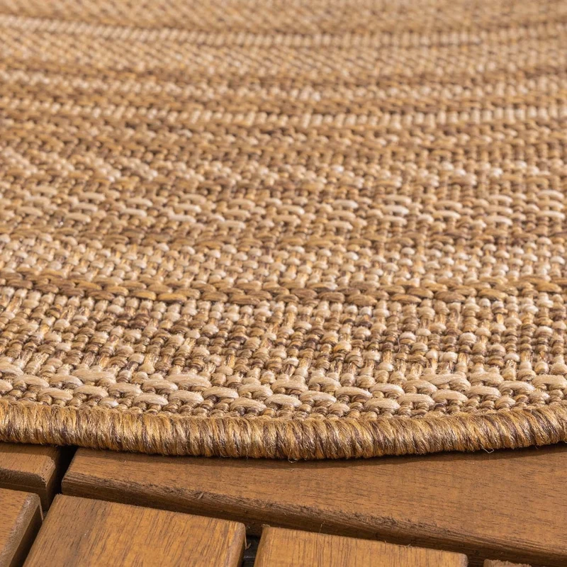 Jute Gartenteppich Rund - Mavi Stripes Creme Braun