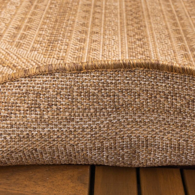Jute Gartenteppich Rund - Mavi Stripes Creme Braun