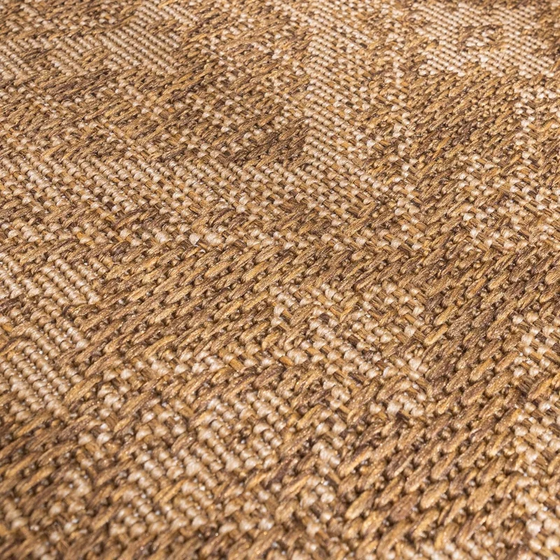 Jute Gartenteppich Rund - Mavi Medaillon Creme Braun