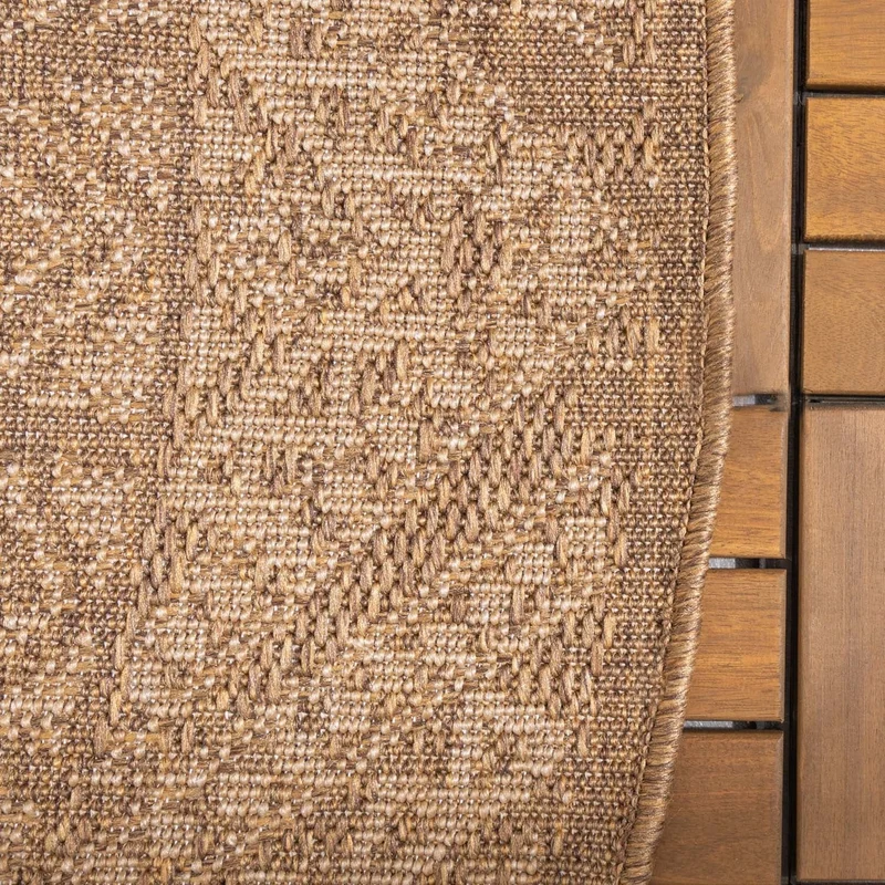 Jute Gartenteppich Rund - Mavi Medaillon Creme Braun