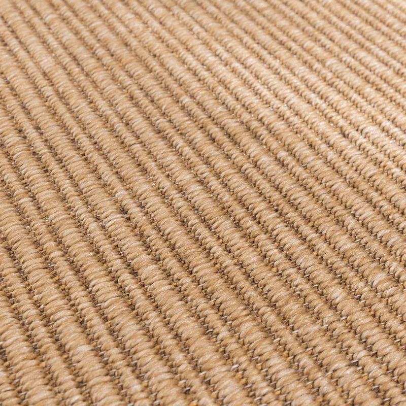 Jute Gartenteppich Rund - Mavi Border Creme Braun