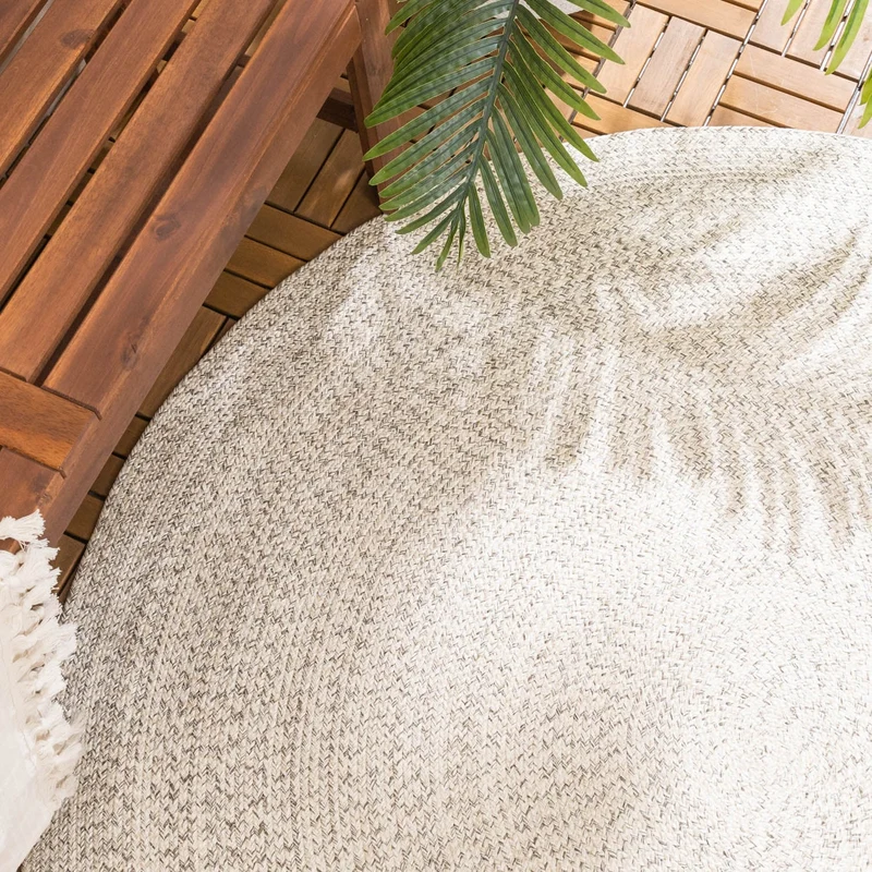 In- & Outdoor Jute Teppich Rund - Bali Weiß