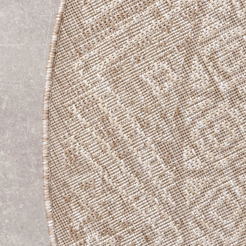 In- & Outdoor Jute Teppich Rund - Atlas Aztec Braun Creme