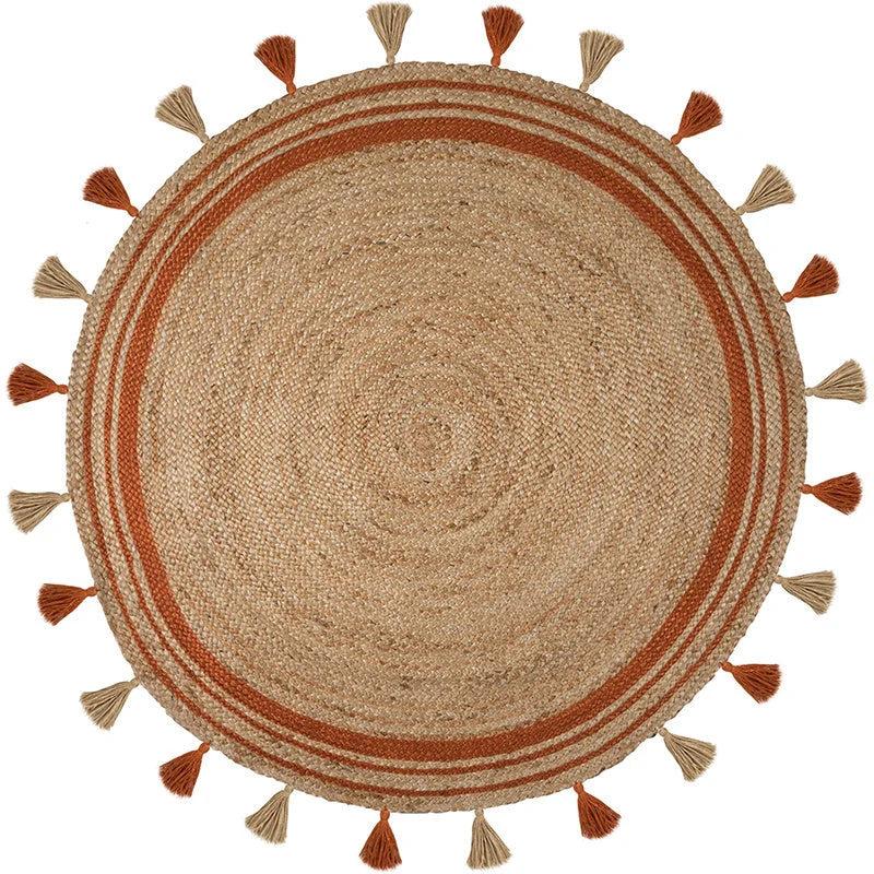Jute Teppich Rund - Lunaro Natur Terrakotta