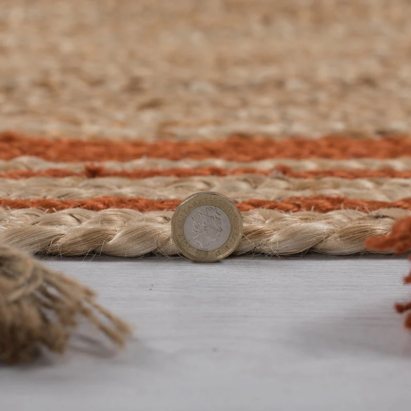 Jute Teppich Rund - Lunaro Natur Terrakotta