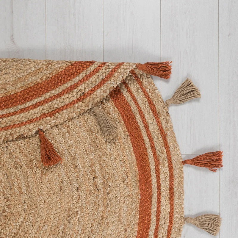 Jute Teppich Rund - Lunaro Natur Terrakotta