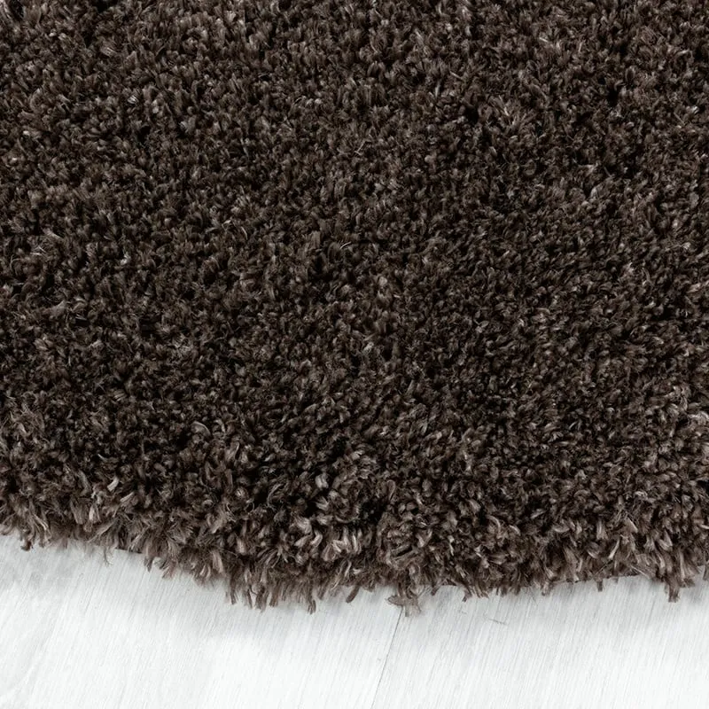Hochflor Teppich Rund - Fuzzy Braun