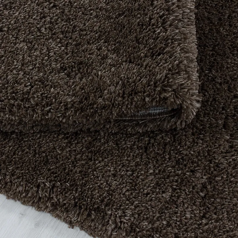 Hochflor Teppich Rund - Fuzzy Braun