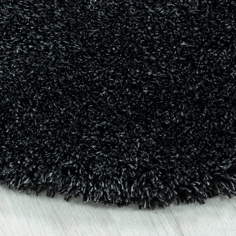 Hochflor Teppich Rund - Fuzzy Anthrazit