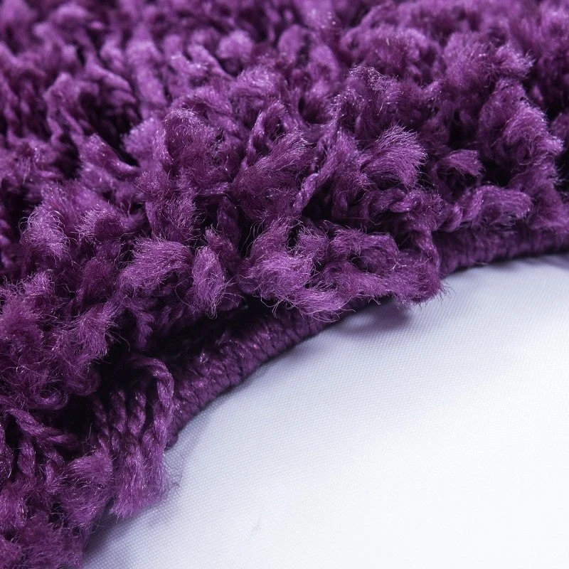 Hochflor Teppich Rund - Edge Lila