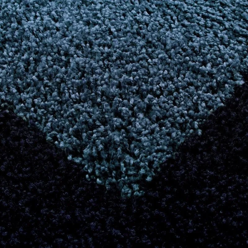 Hochflor Teppich Rund - Edge Blau