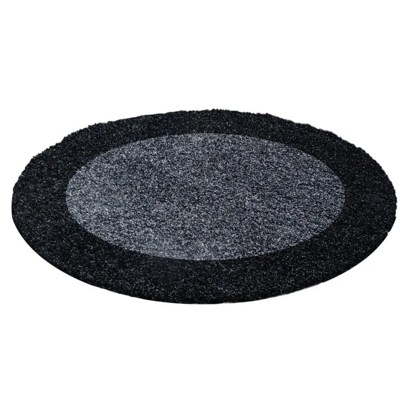 Hochflor Teppich Rund - Edge Schwarz